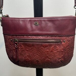 The Sak Maroon Embossed Crossbody Bag